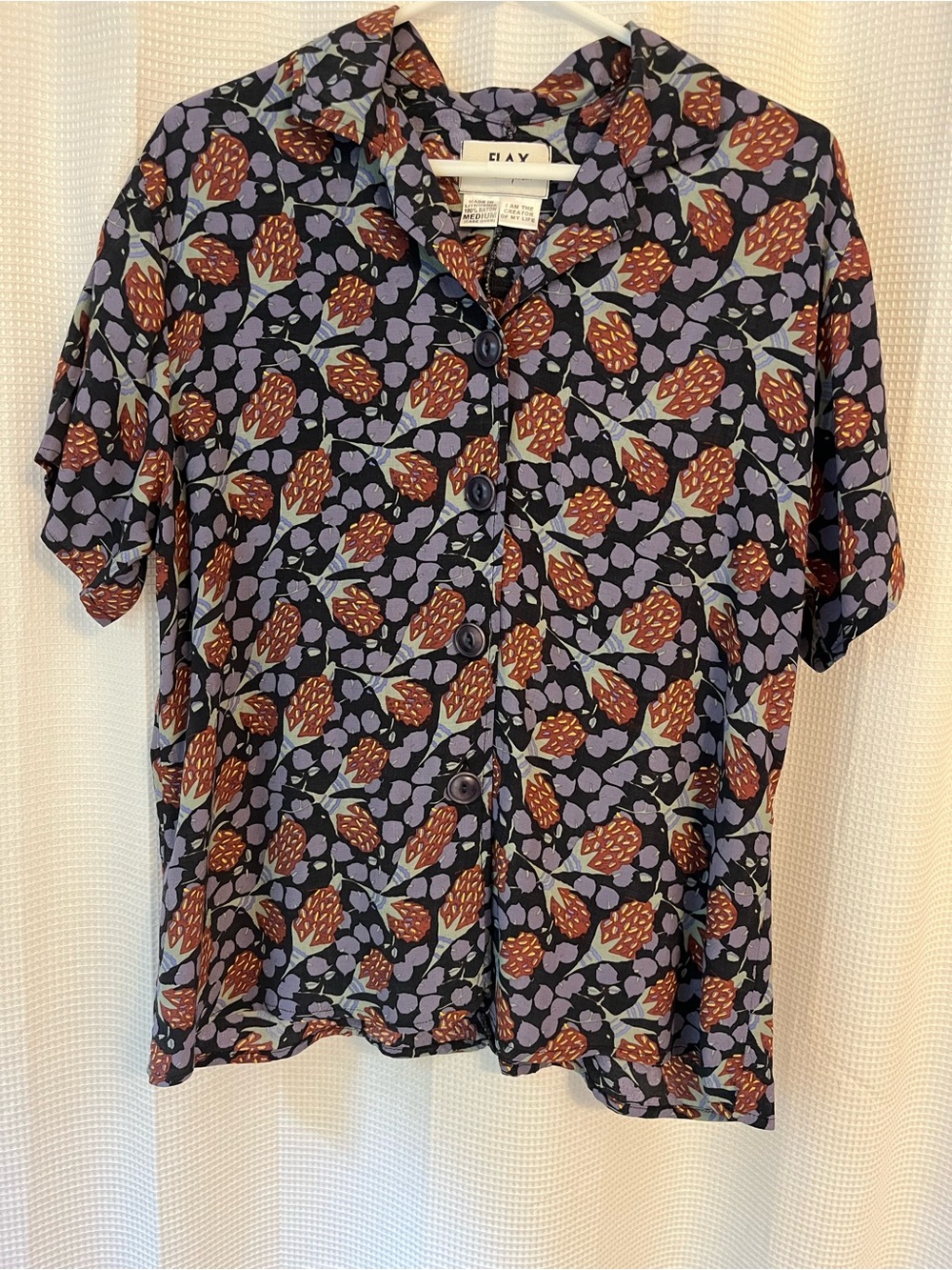 Flax medium rayon short-sleeved camp shirt